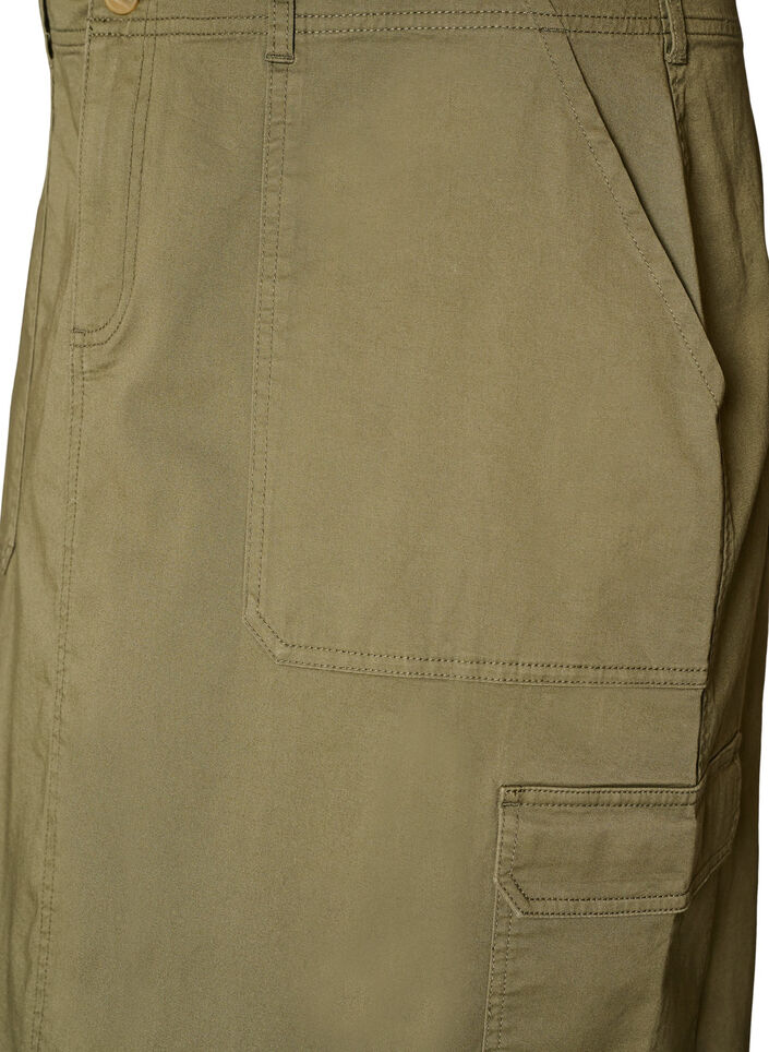 Cotton cargo skirt with a back slit, Green, Packshot image number 2