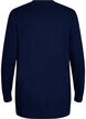 Long open-front knit cardigan with pockets, Blue, Packshot image number 1