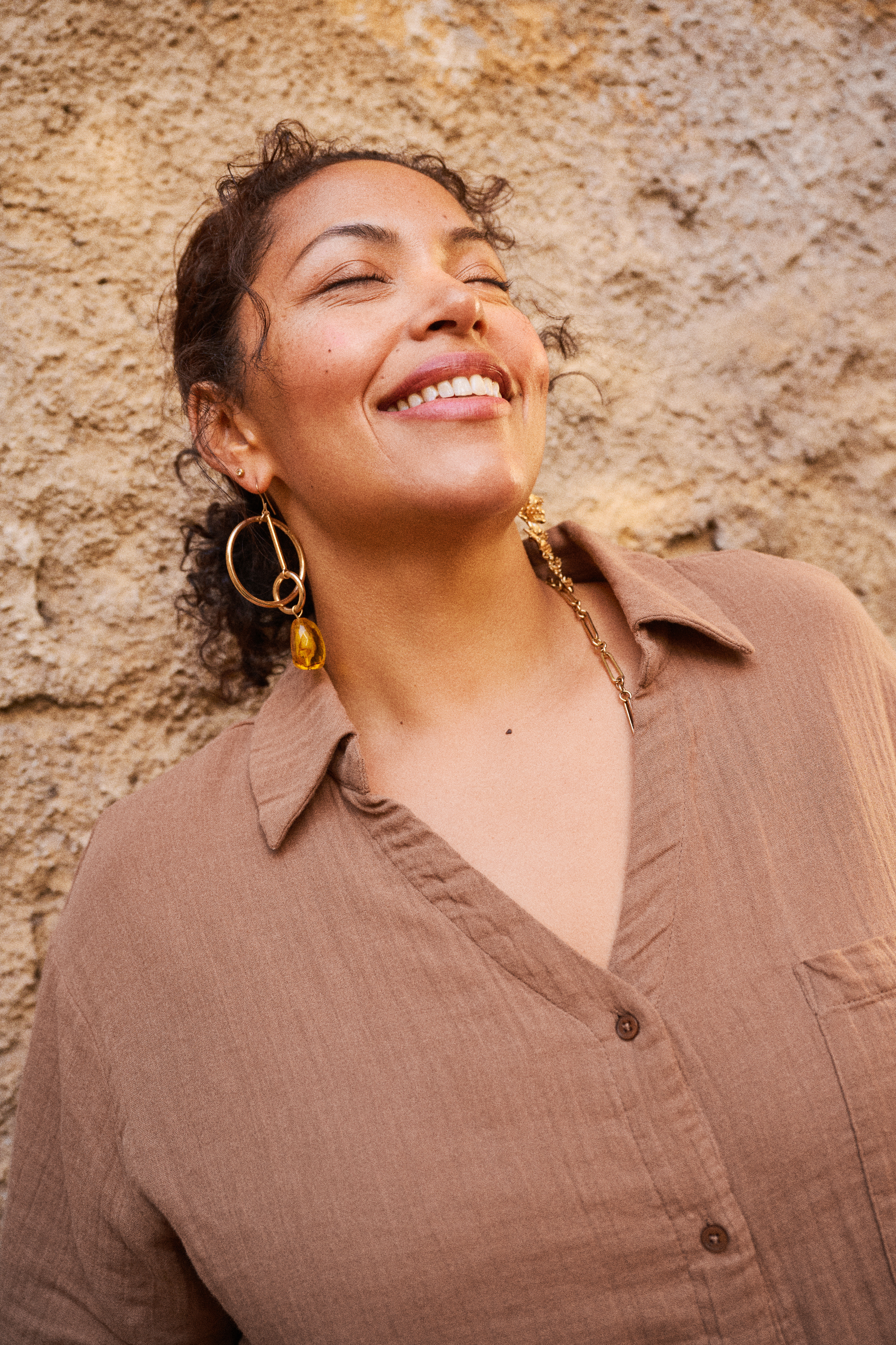 Zizzifashion Brown set in cotton muslin, , Model