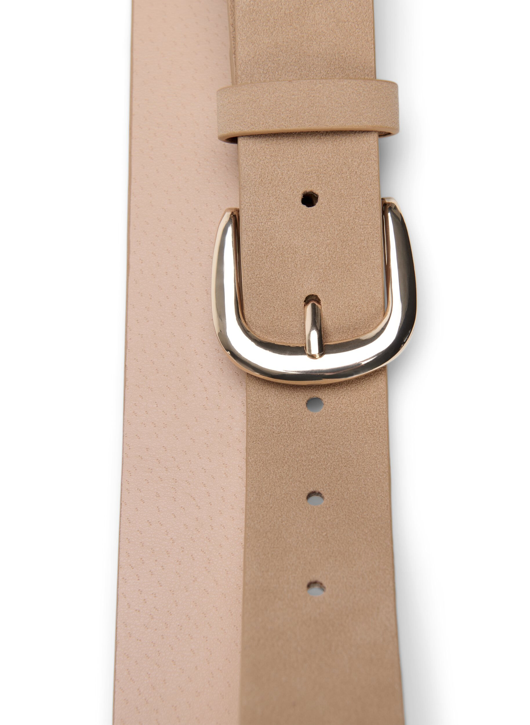 Zizzifashion Faux leather belt with gold-colored buckle, Beige, Packshot image number 3