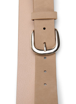 Faux leather belt with gold-colored buckle, Beige, Packshot image number 3