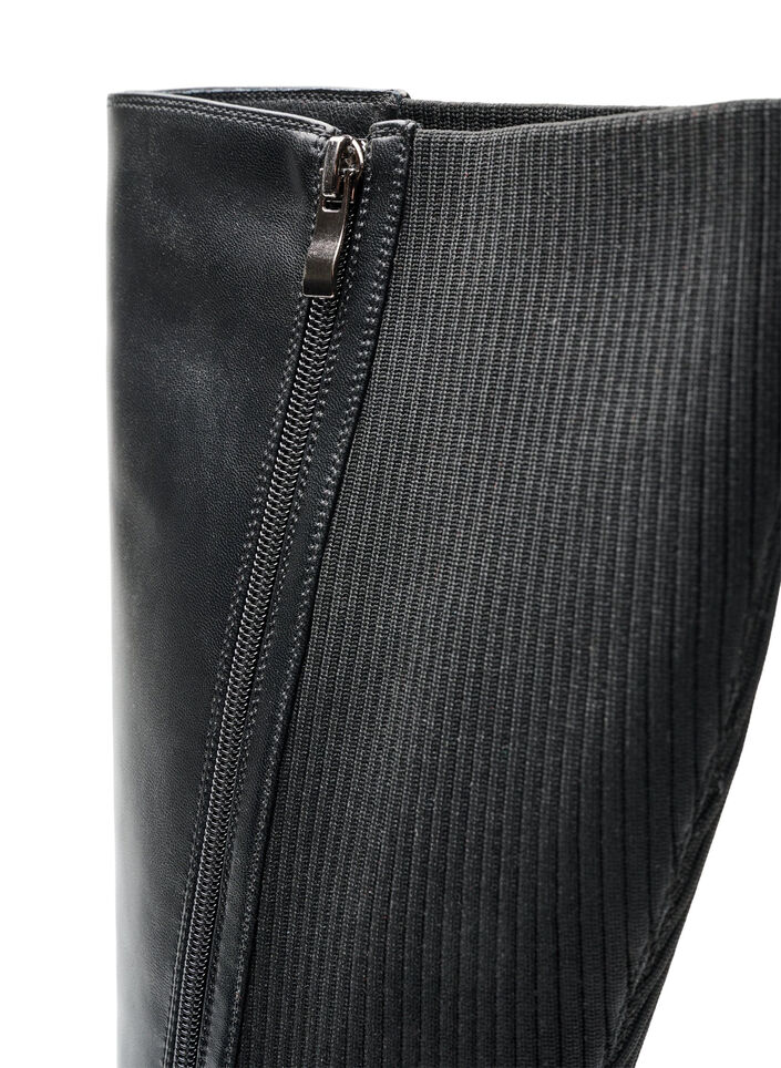 Long boot with ribbed panels, Black, Packshot image number 2