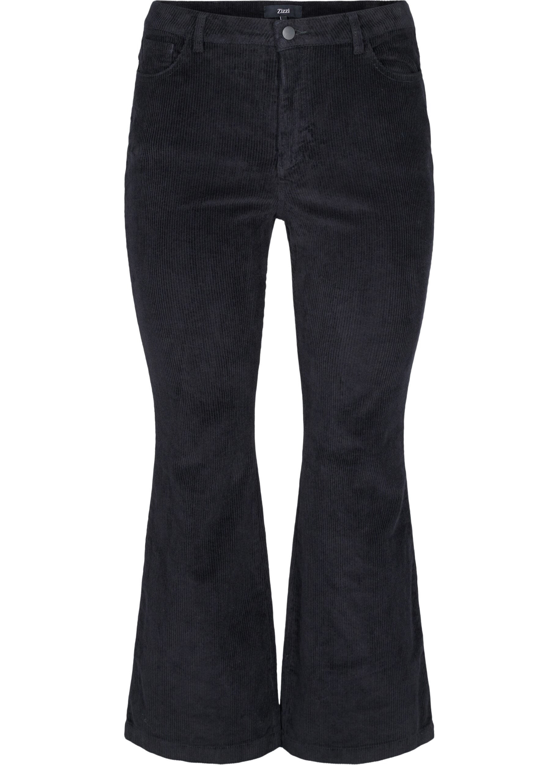 Zizzifashion Velvet trousers with bootcut, Black, Packshot image number 0