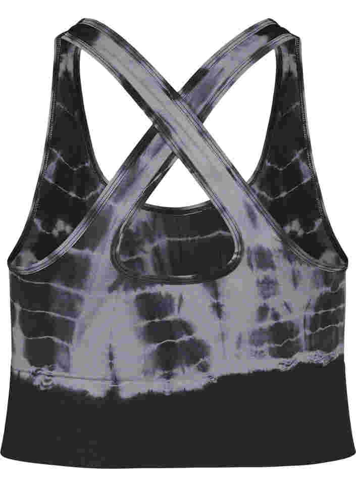 Seamless sports bra with crossed back, Black Tie Dye, Packshot image number 1