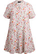 Short cotton muslin dress with flowers, White, Packshot image number 0