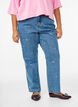 High-waisted Gemma jeans with embroidered details, Blue, Model image number 2