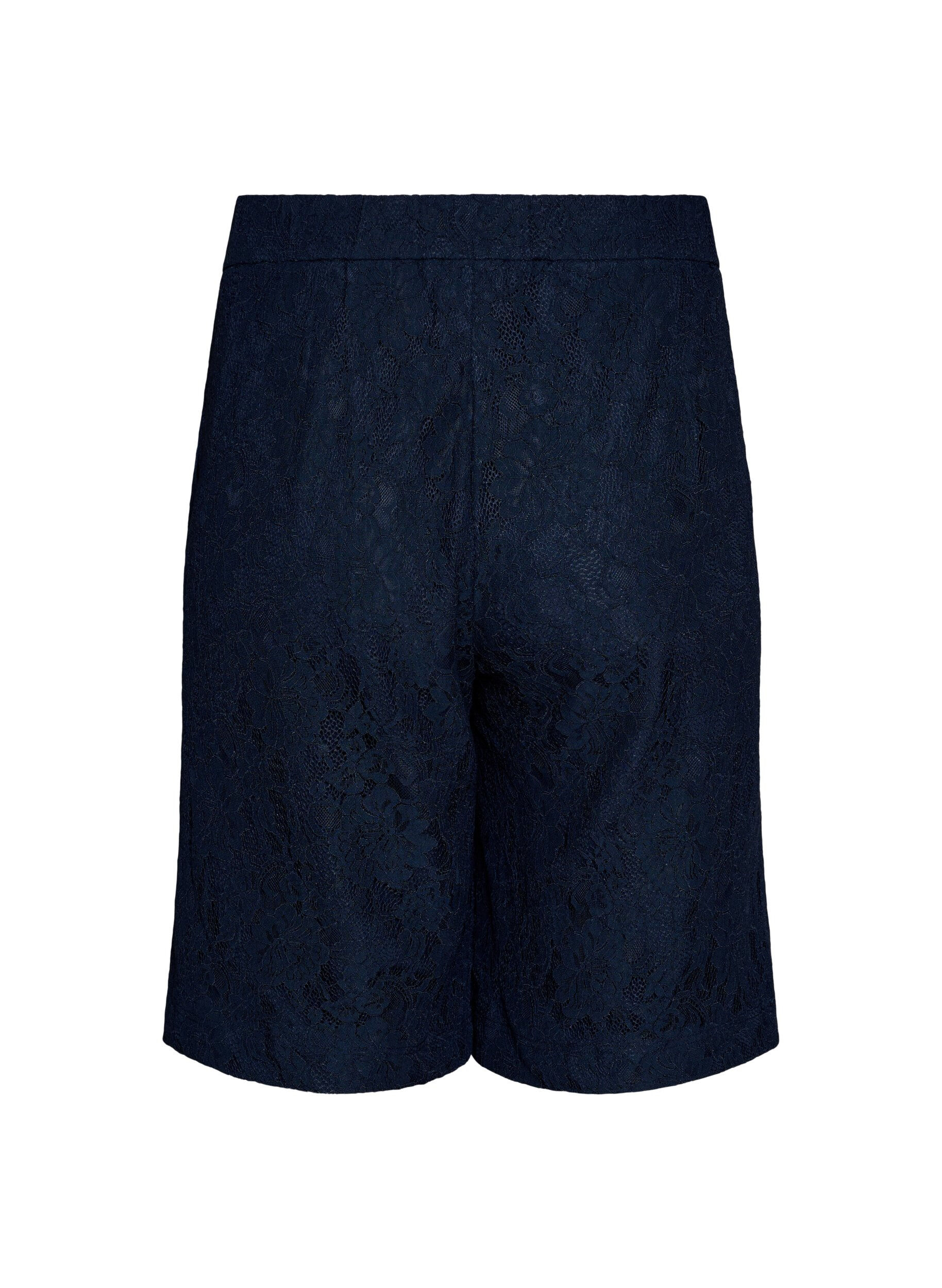 Zizzifashion High-waisted lace Bermuda shorts, Blue, Packshot image number 1