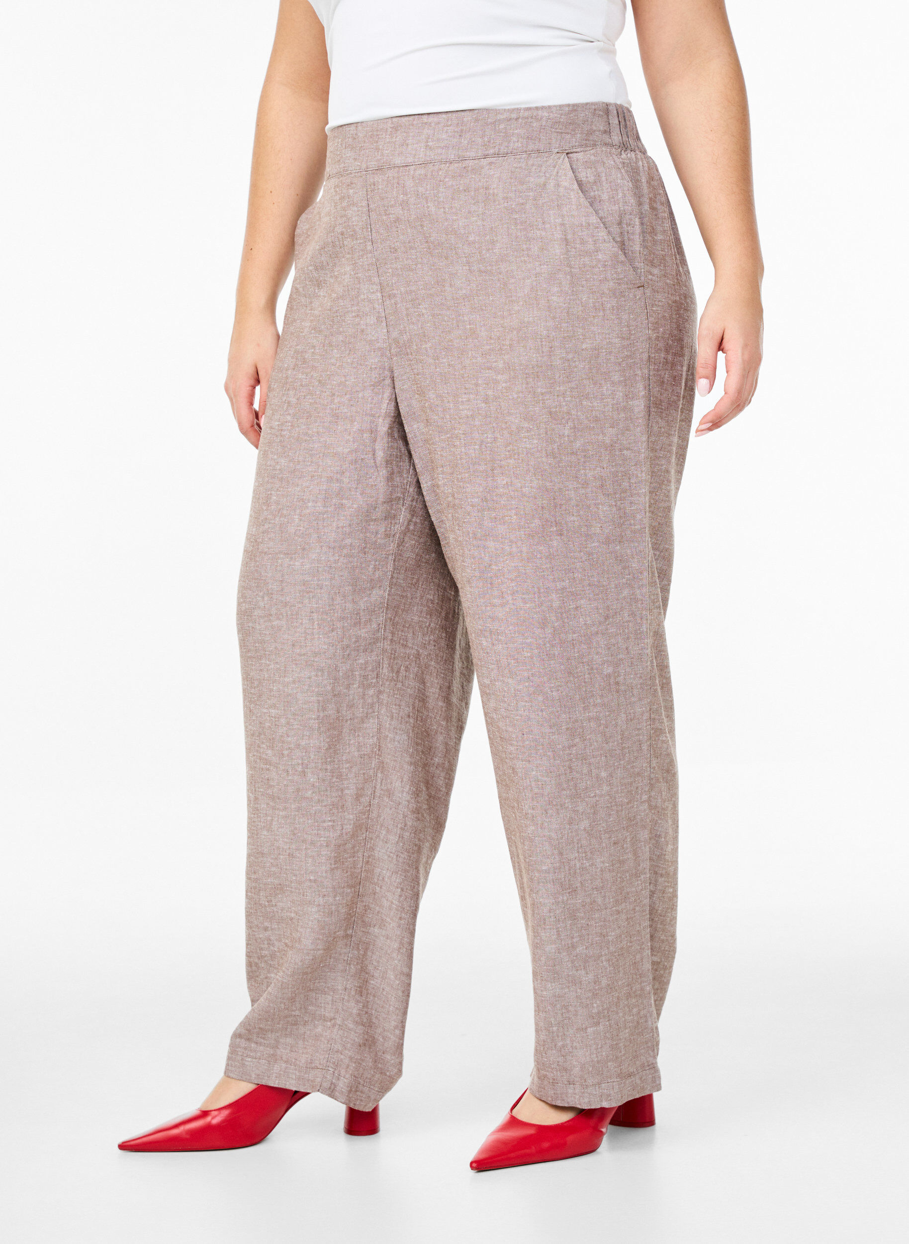 ZizzifashionLoose trousers in linen and viscose, Brown, Model image number 2