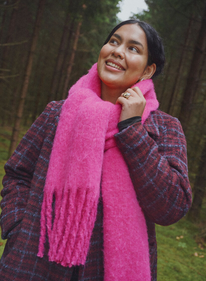 Soft scarf with fringes, Pink, Image