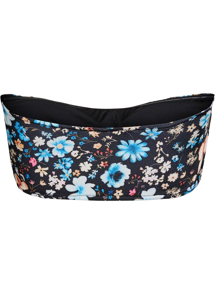 Floral bandeau bikini top, Blue, Packshot