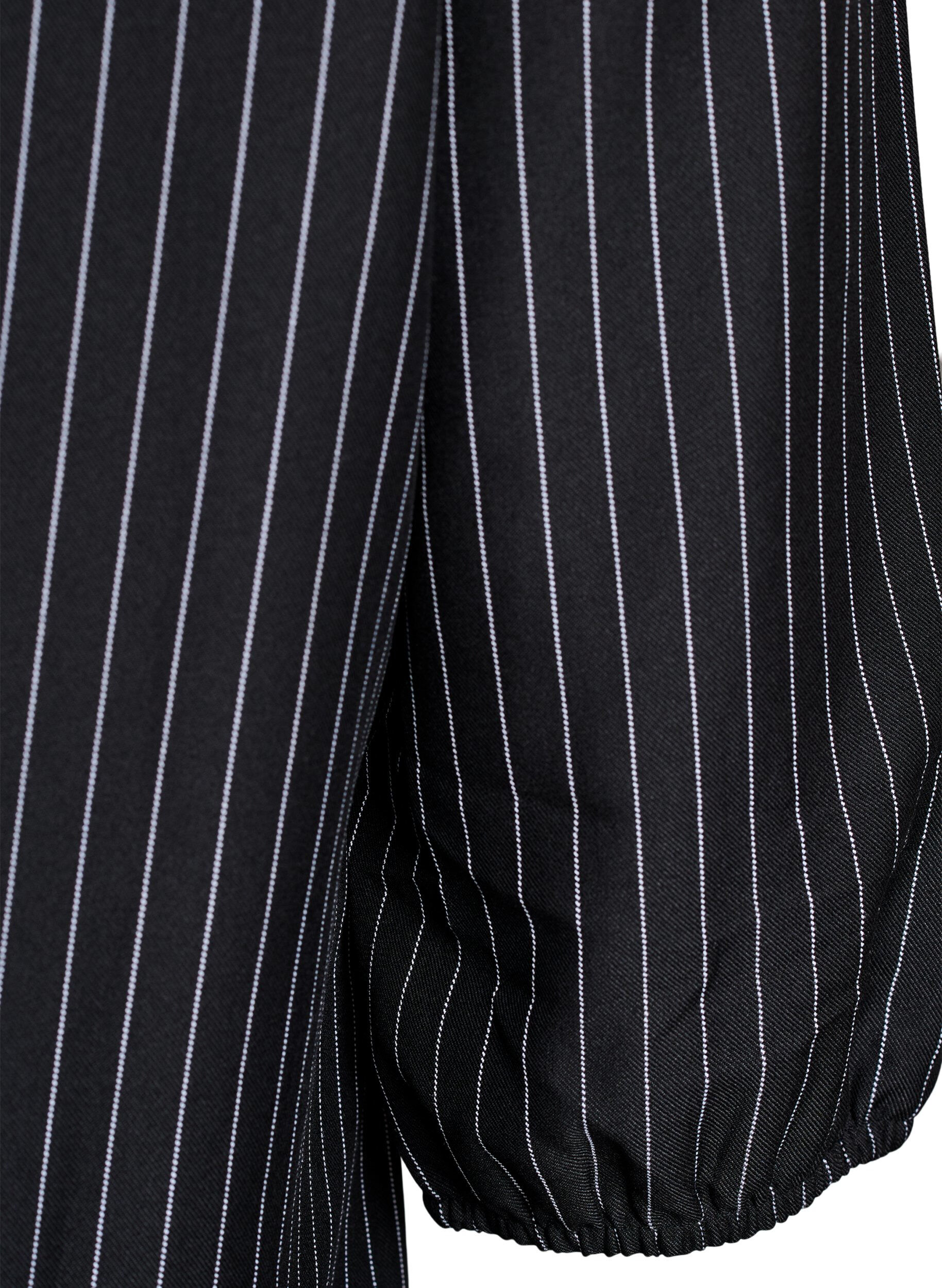 Zizzifashion Blouse with pinstripes and tie strings, Black, Packshot image number 3