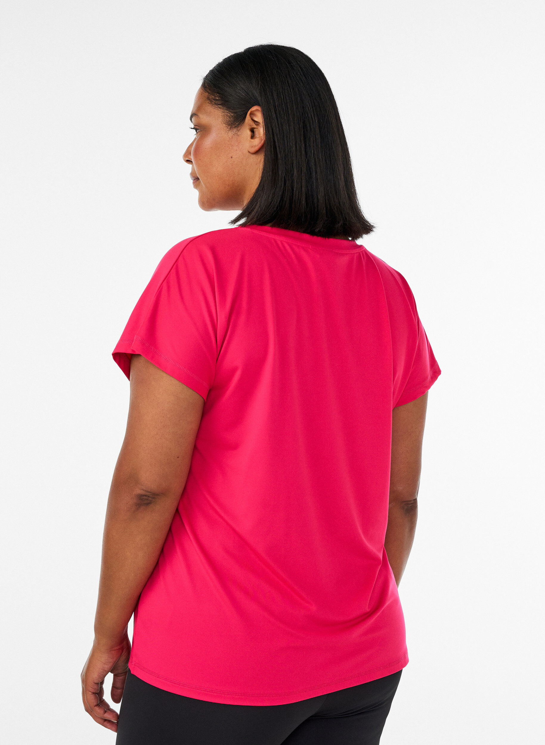 ZizzifashionLoose training t-shirt with v-neck, Pink, Model image number 2