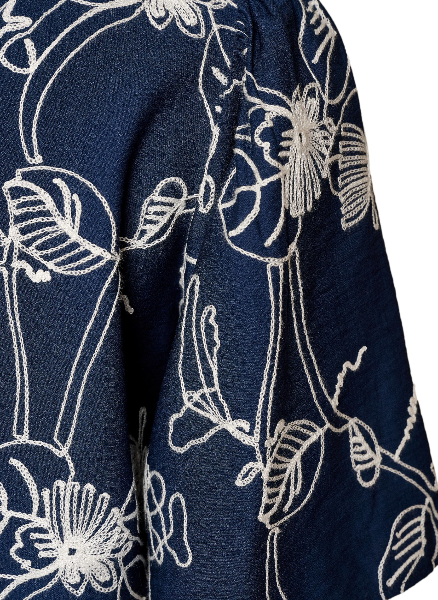 ZizzifashionShort-sleeved blouse with embroidered pattern, Blue, Packshot image number 3