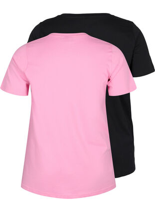 2-pack basic cotton t-shirt, Rosebloom / Black, Packshot image number 1