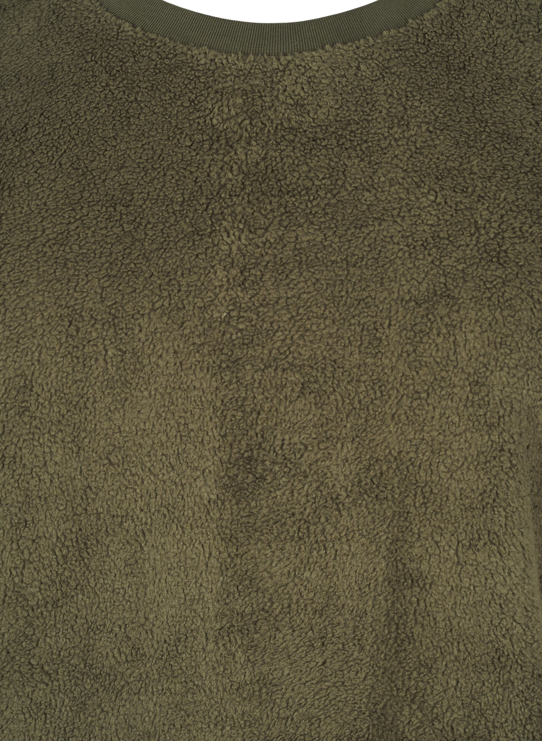 Zizzifashion Loose teddy blouse with round neck, Forest Night, Packshot image number 2