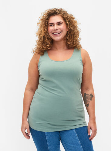 Cotton basic top, Chinois Green, Model image number 0