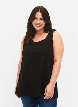 Cotton top with a-shape, Black SOLID, Model image number 0