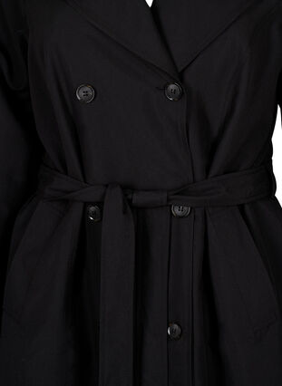 Trench coat with belt and slit, Black, Packshot image number 2