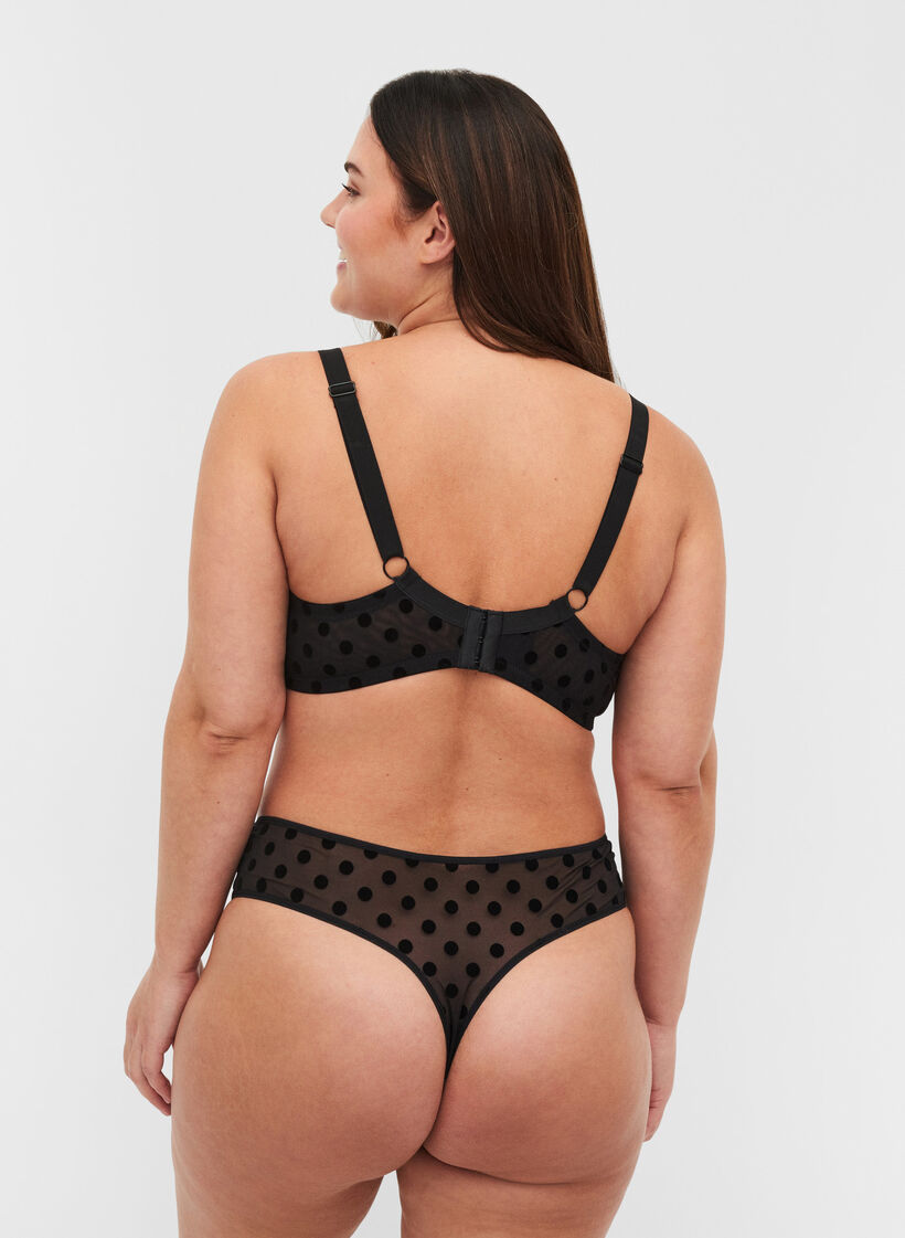 Polka dot mesh G-string 2-pack, Black, Model image number 1