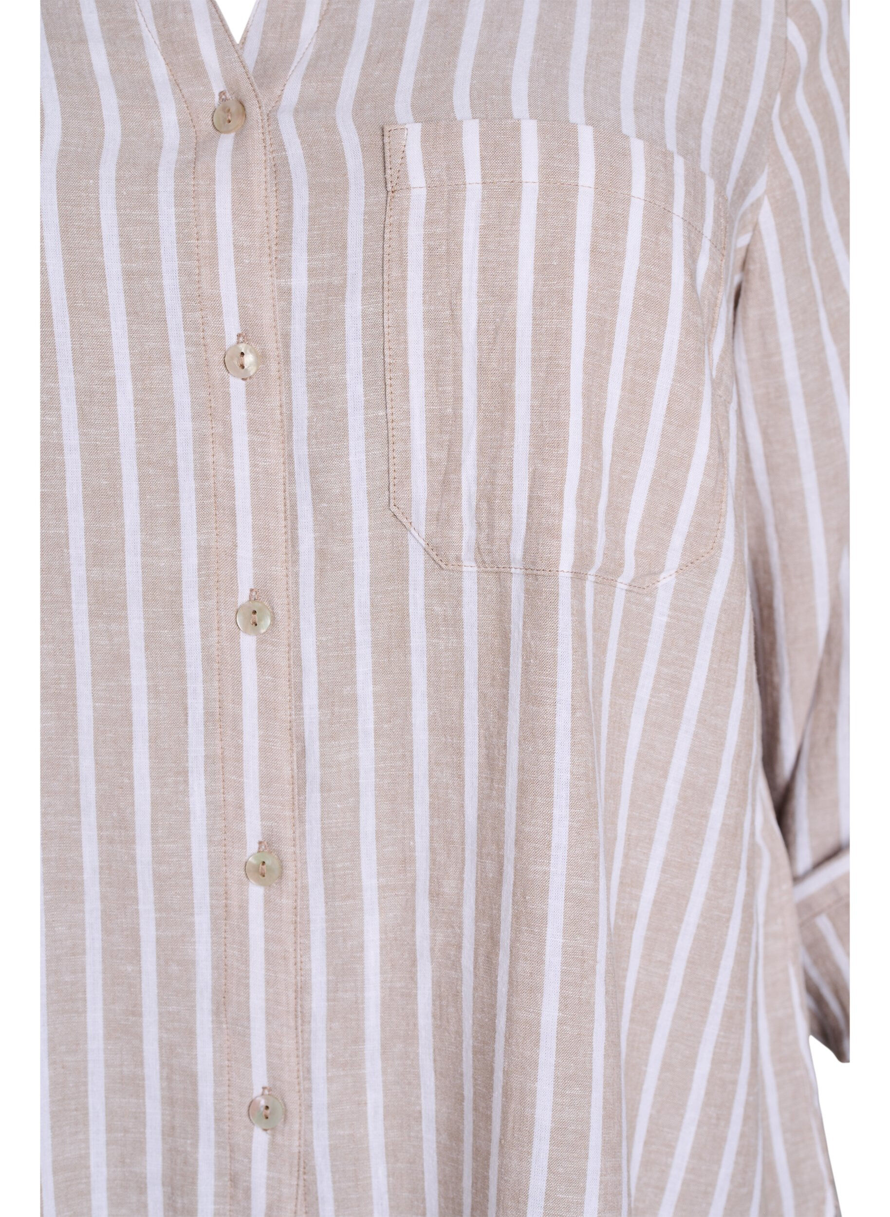 ZizzifashionShirt in linen and viscose with 3/4 sleeves, Beige, Packshot image number 2