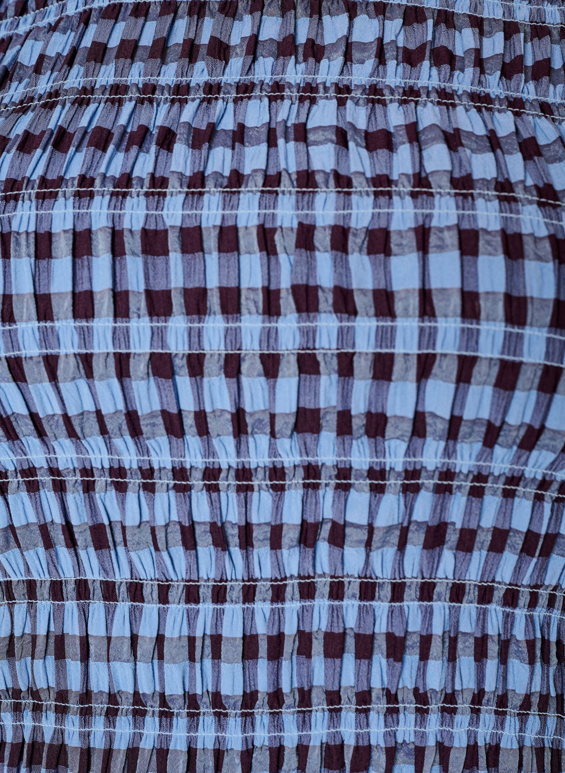 ZizzifashionSmock blouse with gingham check and ruffle hem, Blue, Packshot image number 2