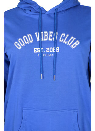 Sweatshirt with text print and hood, Dazzling Blue, Packshot image number 2