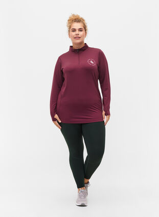 High neck exercise top with zip, Fig, Model image number 3