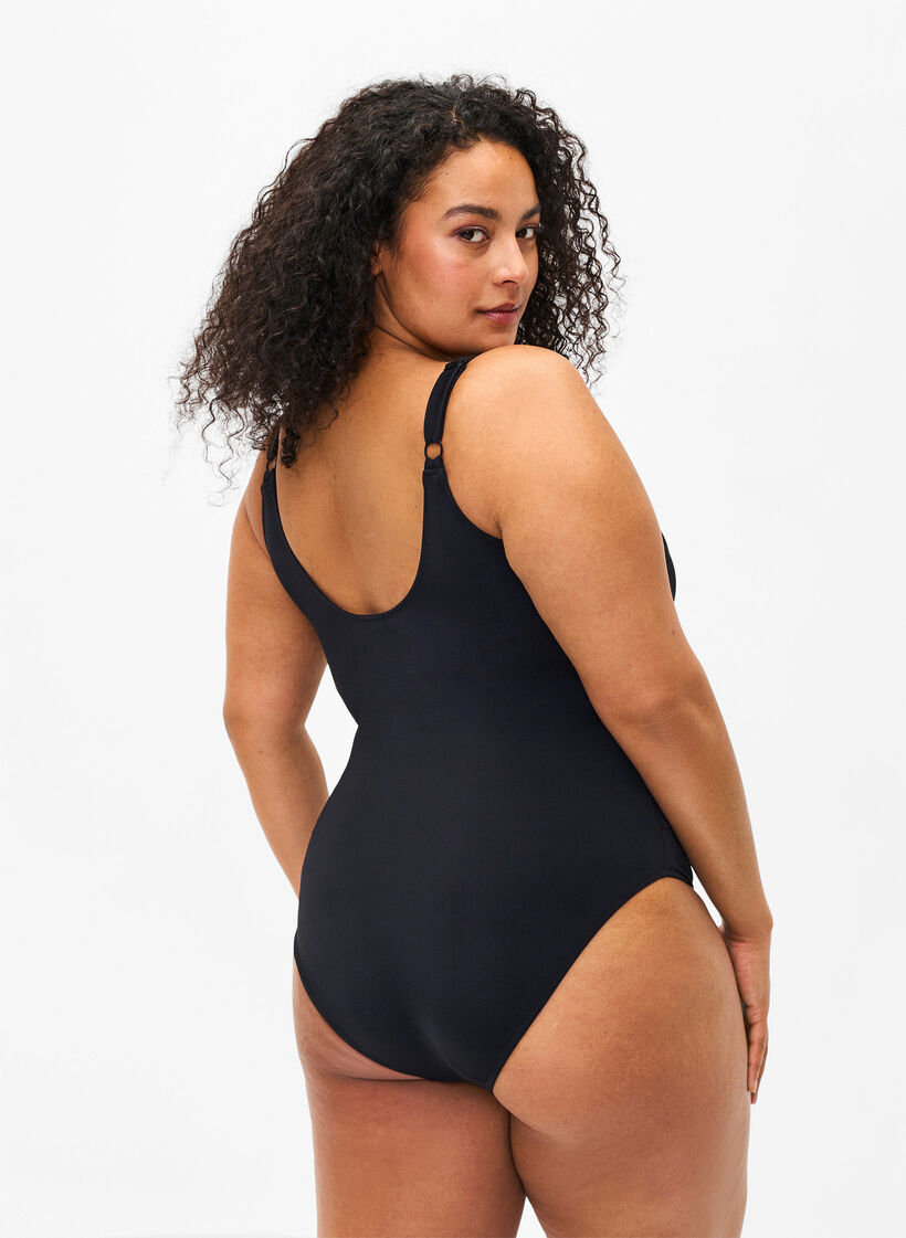 Wrap swimsuit, Black, Model image number 2