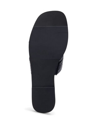 Flat slip-on wide fit sandals with studs, Black, Packshot image number 4