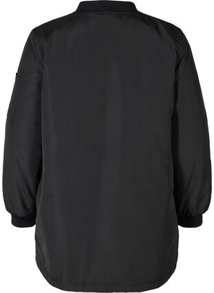 Long bomber jacket with pockets, Black, Packshot image number 1
