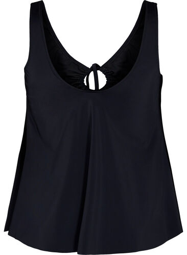 Solid colour tankini with string detail, Black, Packshot image number 1