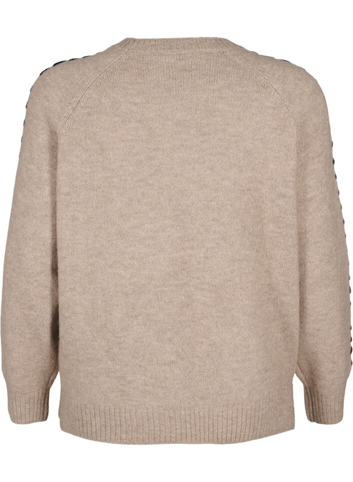 Knitted blouse with stitching, Desert T.Wh.Mel.Comb, Packshot image number 1