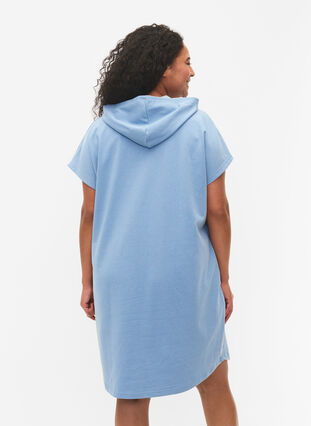 Short-sleeved jumper dress with hood, Faded Denim, Model image number 1