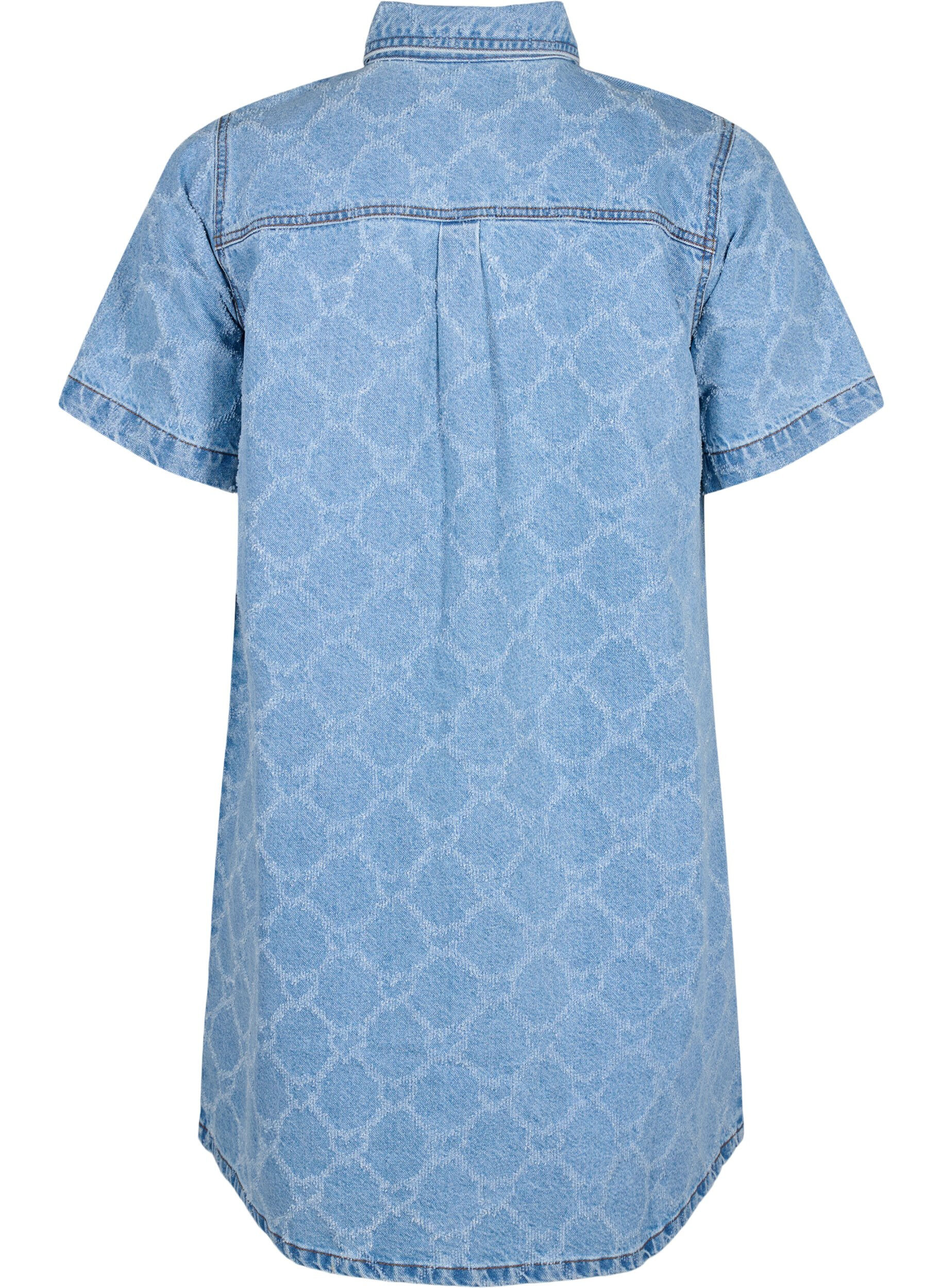 Zizzifashion Denim dress with destroy pattern and short sleeves, Blue Denim, Packshot image number 1