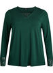 Long-sleeved pyjama top with lace details, Green, Packshot image number 0