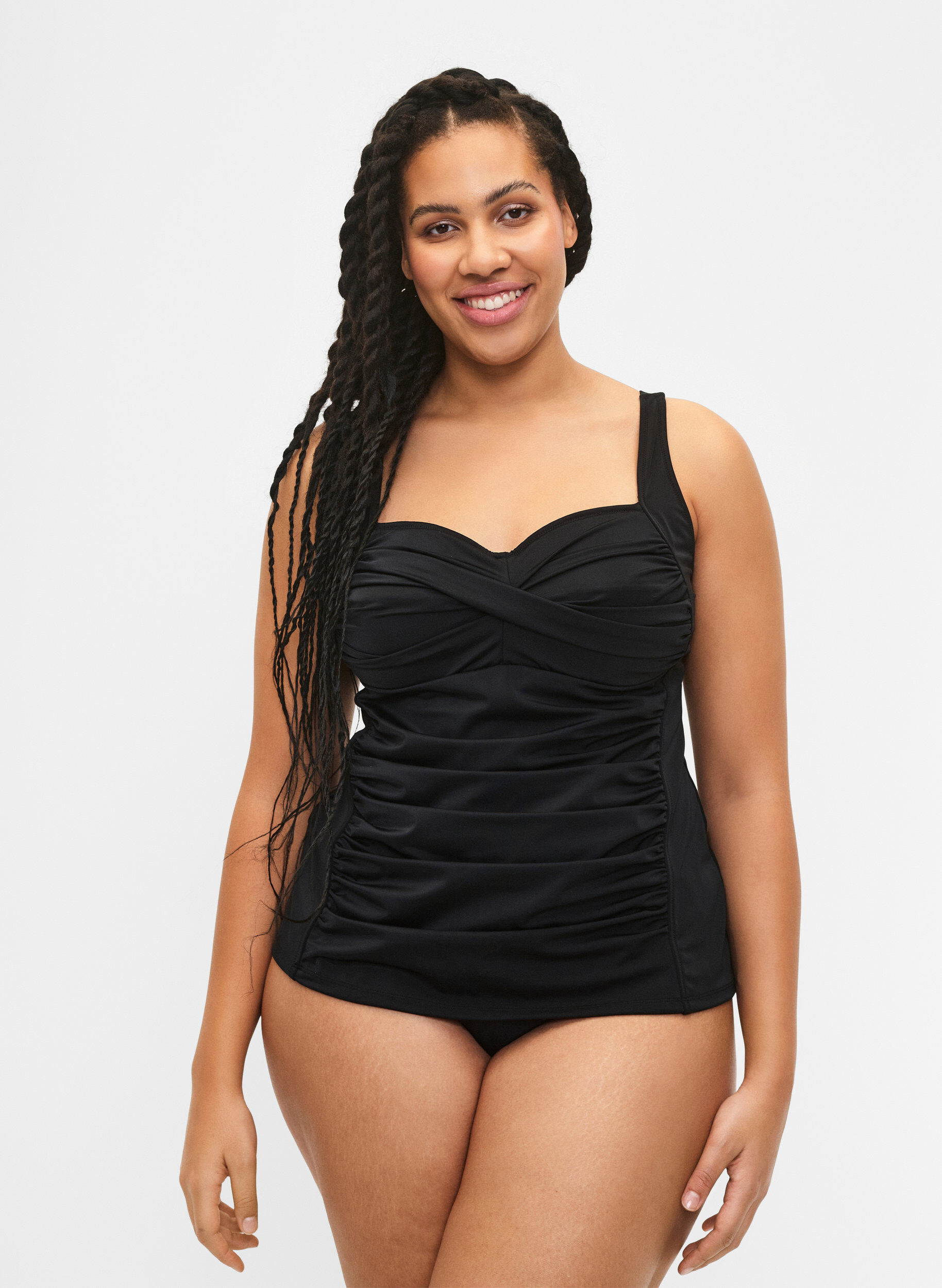 Zizzifashion Draped tankini, Black, Model image number 1