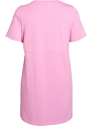 Short T-shirt dress with tie belt - Pink - Sz. 40-64 - Zizzifashion Short T-shirt dress with tie belt - Pink - Sz. 40-64 - Zizzifashion