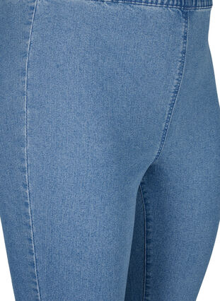 FLASH - High waisted denim capri trousers with slim fit, Light Blue Denim, Packshot image number 2