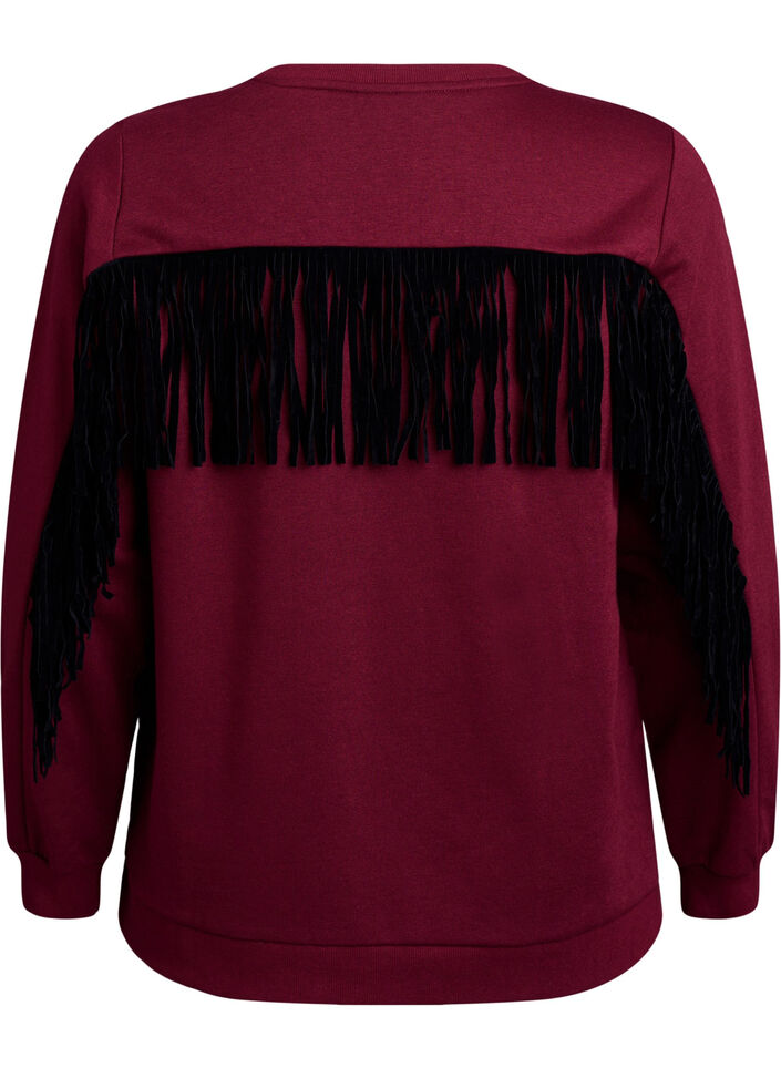 Sweatshirt with fringes, Dark Bordeaux, Packshot image number 1