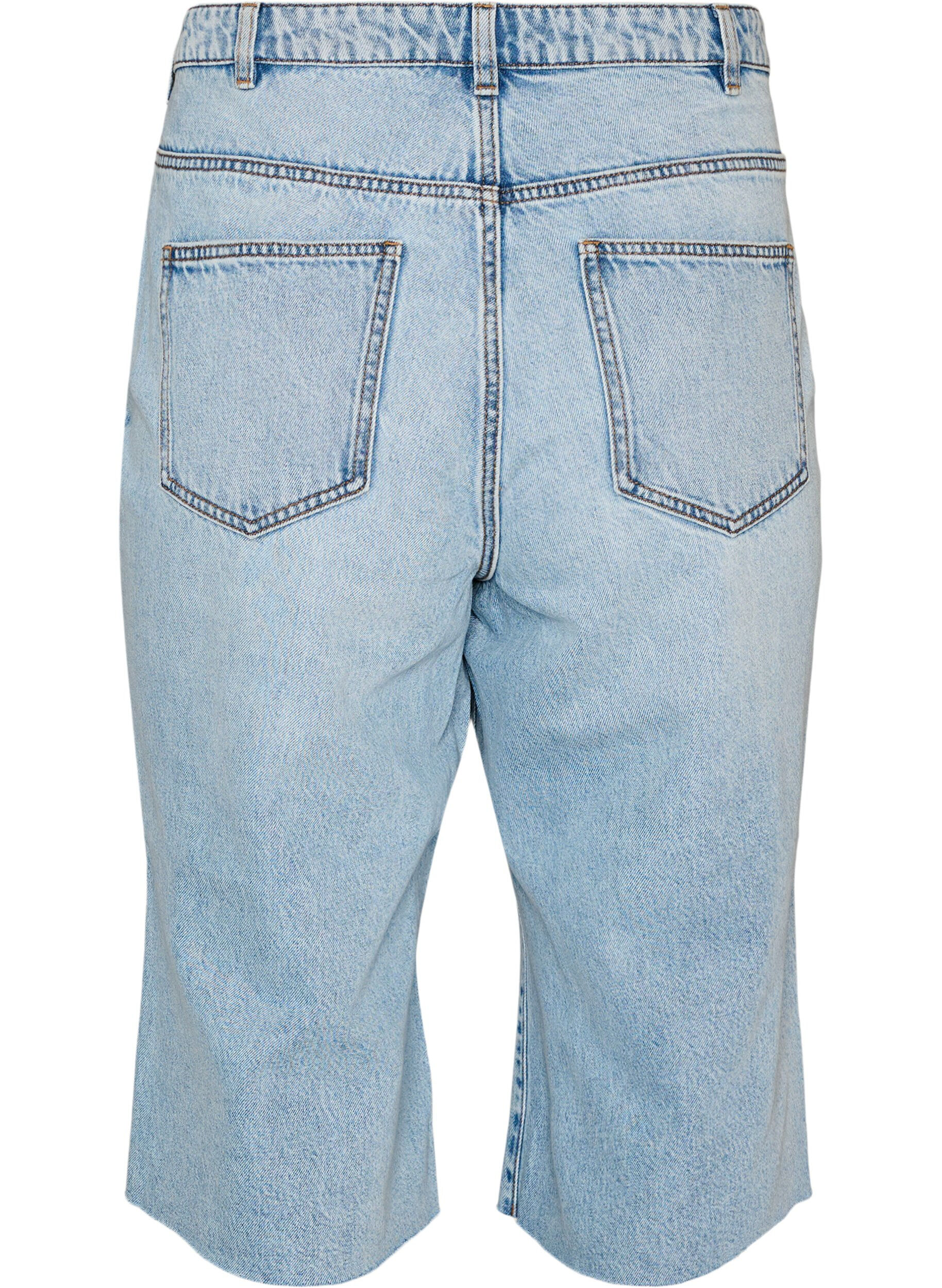 ZizzifashionCropped jeans with a distressed look and raw edges, Light Blue, Packshot image number 1