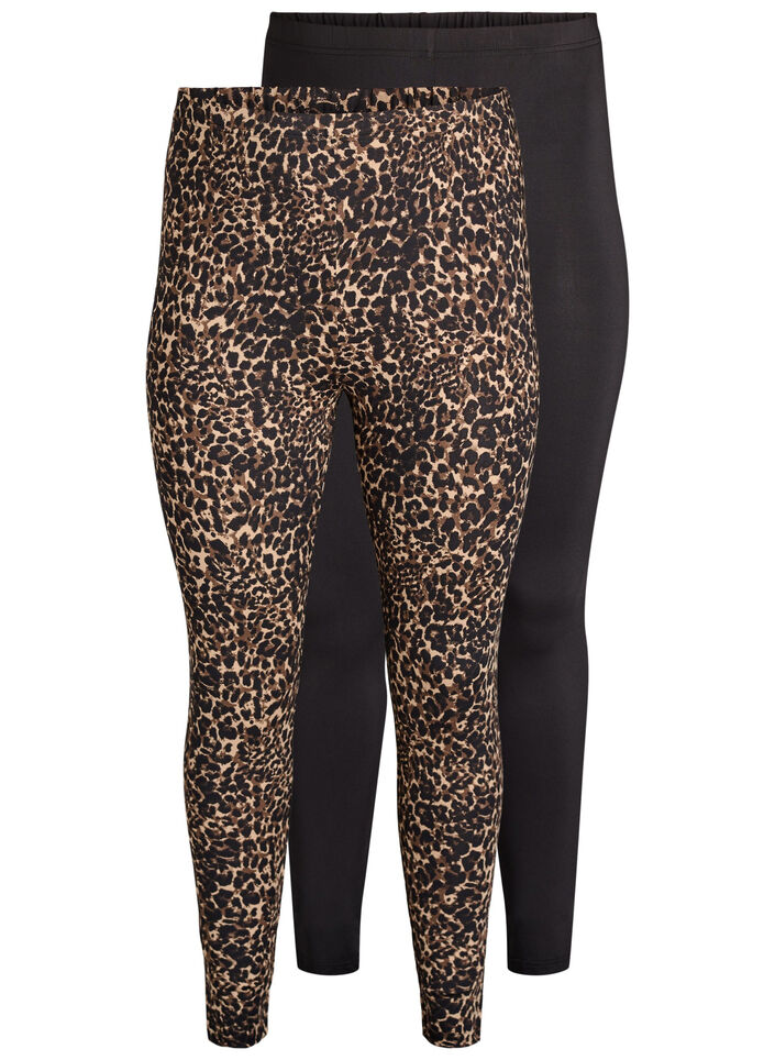 2-pack long leggings with a regular waist, Black, Packshot image number 0