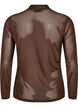 Fitted mesh blouse with long sleeves, Brown, Packshot image number 1