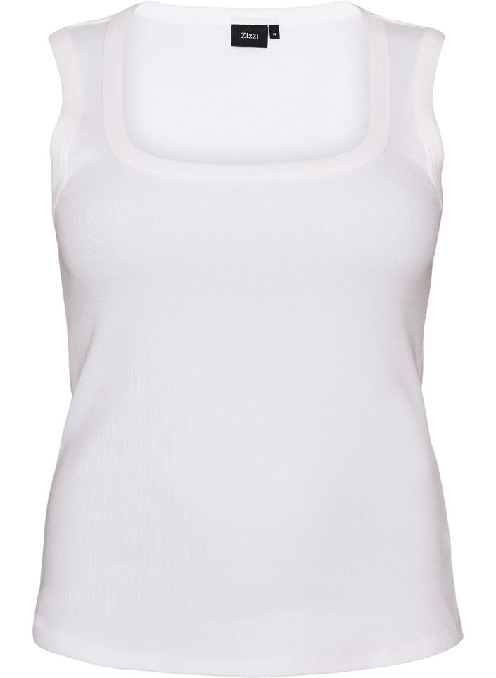 Rib top with square neckline, White, Packshot image number 0