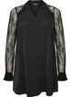 Tunic with sheer lace sleeves, Black, Packshot image number 0