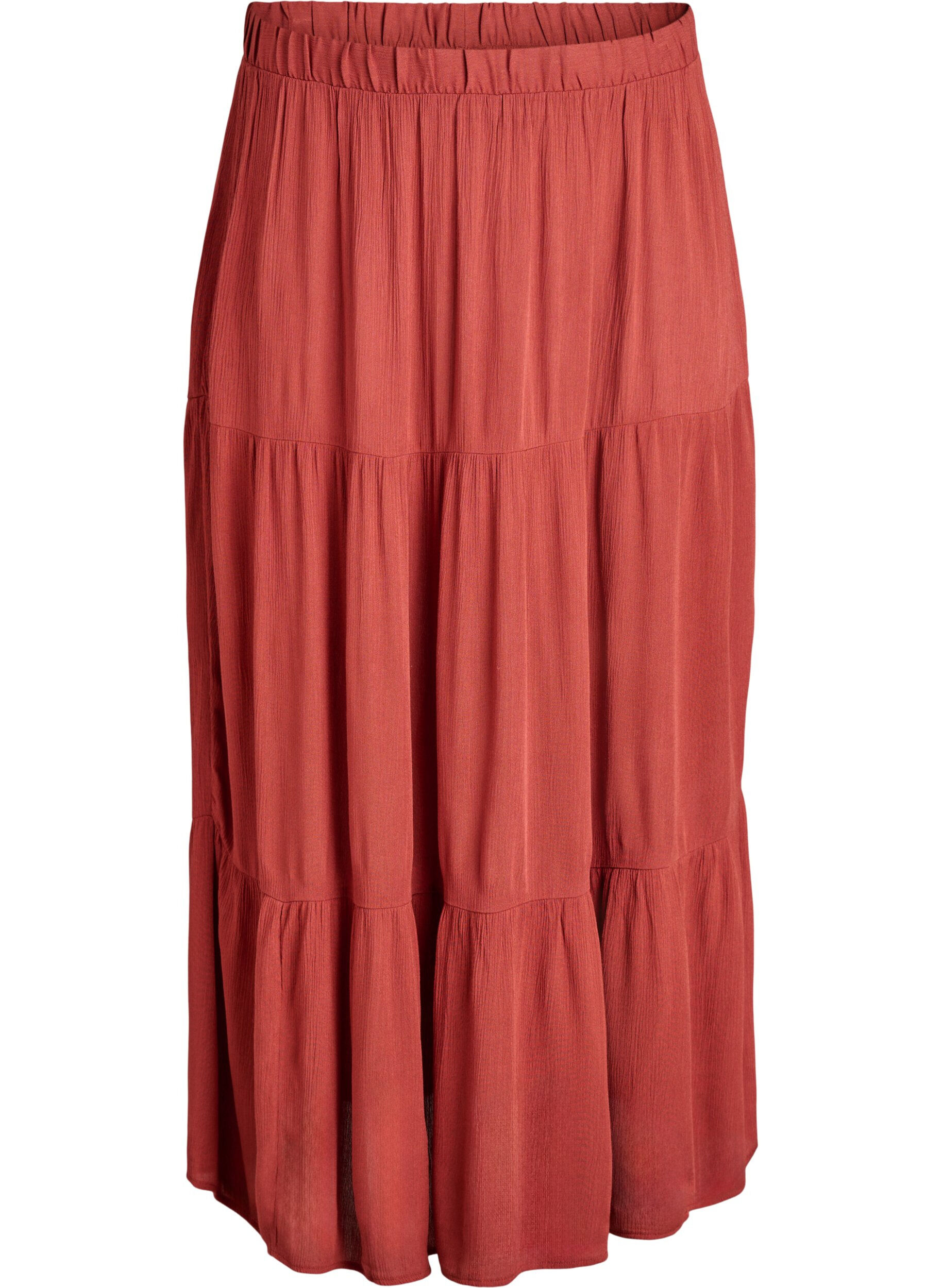 ZizzifashionLong skirt with elasticated waist, Red, Packshot image number 0