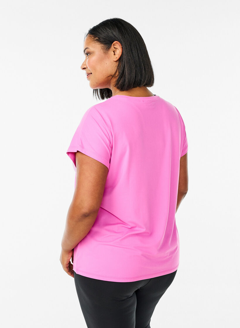 Solid-coloured workout T-shirt, Pink, Model image number 2