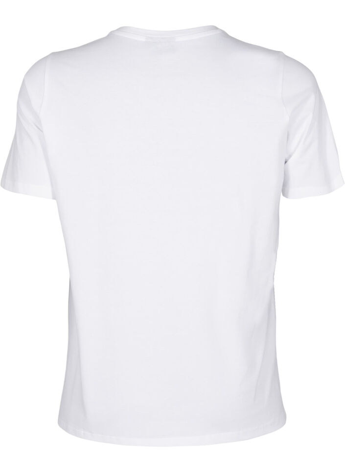 T-shirt with round neck and rhinestones, Bright White, Packshot image number 1