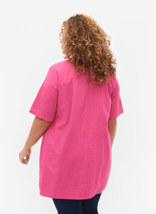 FLASH - Short sleeved tunic in cotton, Raspberry Rose, Model image number 1