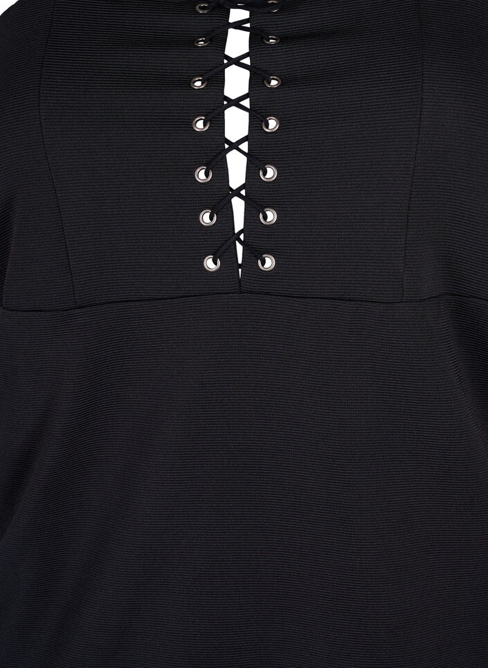 Form-fitting dress with cord detail, Black, Packshot image number 2