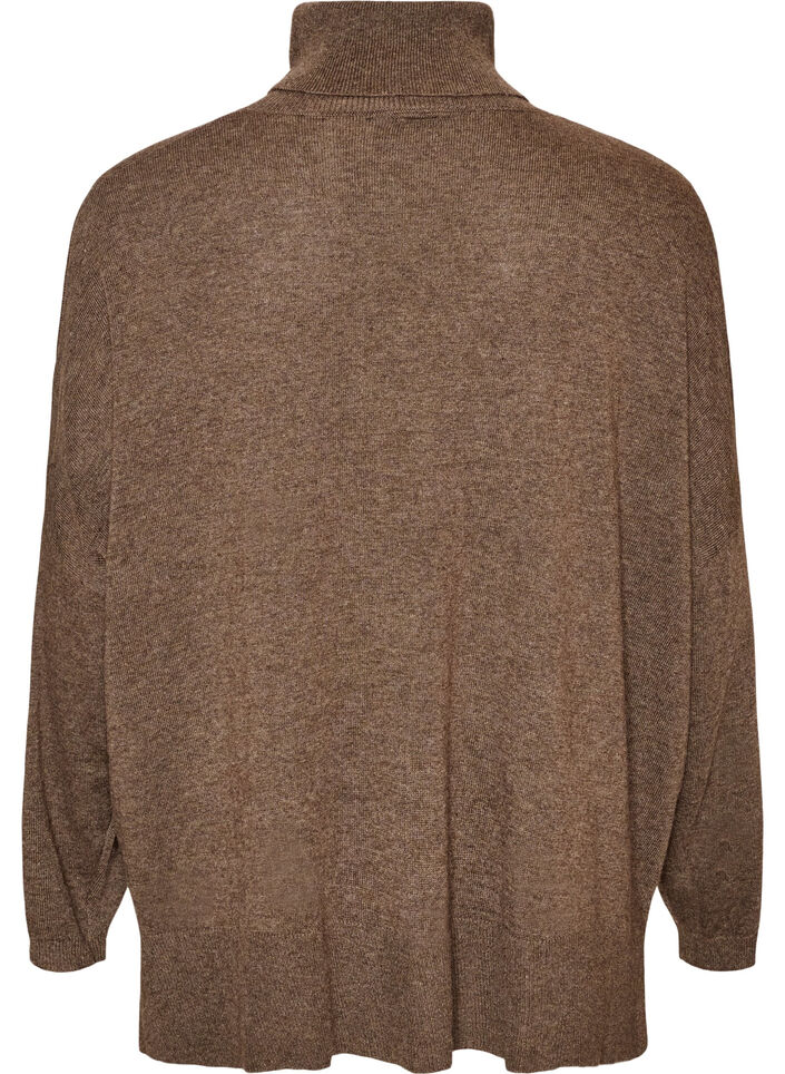 Turtleneck jumper with a loose fit, Brown, Packshot image number 1